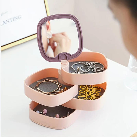 Rotatable 4 Layer Jewellery Organizer With Mirror